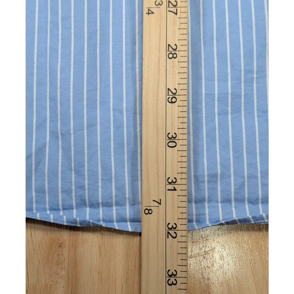 Tommy Hilfiger Mens XL Blue White Striped French Cuff Dress Shirt 17.5 34-35 - Picture 8 of 8
